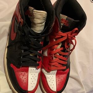 Nike High-Top Sneakers in Red, Black, and White